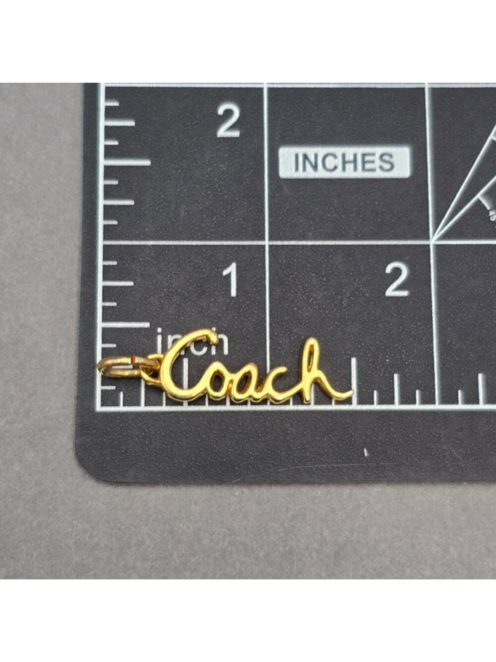 Vintage Coach Gold Tone Script Logo Pendant Cursive Name Charm Designer Jewelry - Picture 4 of 6